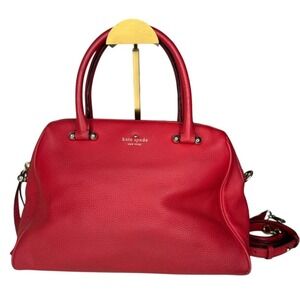 Kate Spade New York‎ Red Pebbled Leather Satchel Crossbody Bag Silver Hardware